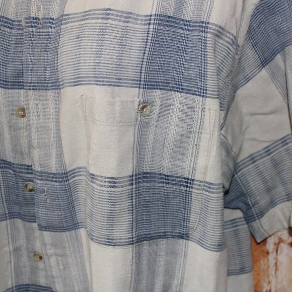 Stoneriver Blue Plaid L Short Sleeve Button Up - Picture 3 of 11